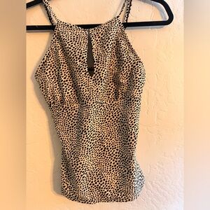 Ellen Tracy Black and Cream Polka Dot Bathing suit top (no bottoms)